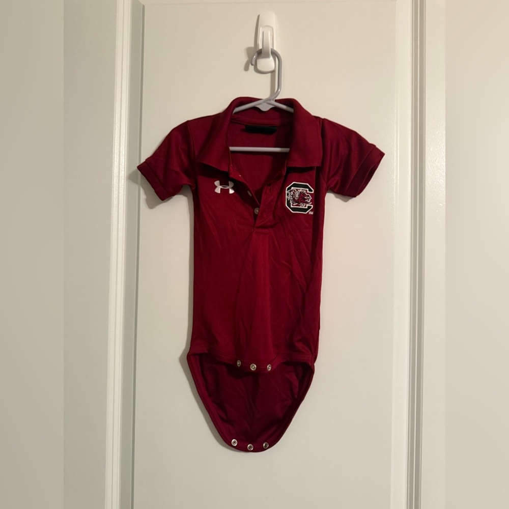 Under Armour Kids Garnet Polo One Piece Bodysuit South Carolina Gamecocks Logo
